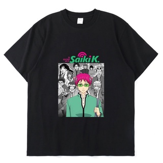 เสื้อยืดผ้าฝ้ายเสื้อยืดแขนสั้น ผ้าฝ้าย ทรงหลวม พิมพ์ลายอนิเมะ The Disastrous Life of Saiki K Saiki Kusuo แฟชั่นฤดูร้อน ส