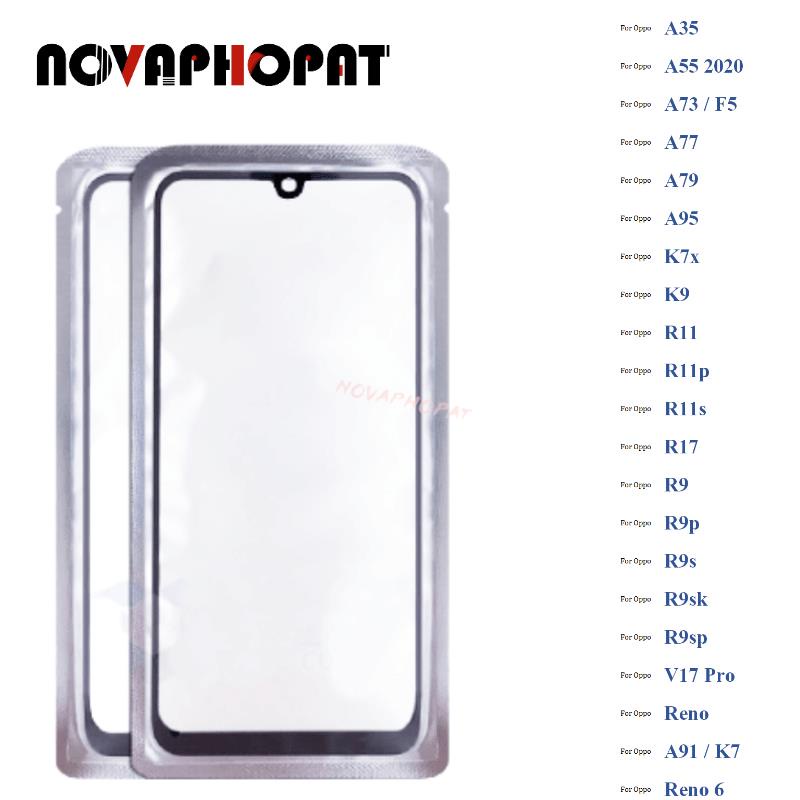 เลนส์กระจกหน้าจอสัมผัส LCD และ OCA สีดํา สําหรับ Oppo A35 A55 2020 A73 F5 A77 A79 A95 K7x Pro K9 R11