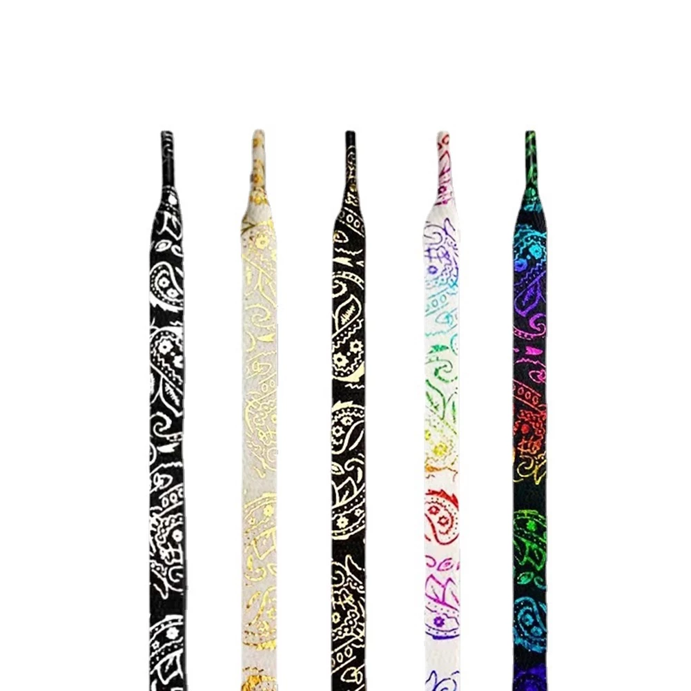 เชือกผูกรองเท้า แบบแบน ลายดอกไม้ เม็ดมะม่วงหิมพานต์ สีบรอนซ์ สําหรับผู้ชาย และผู้หญิง