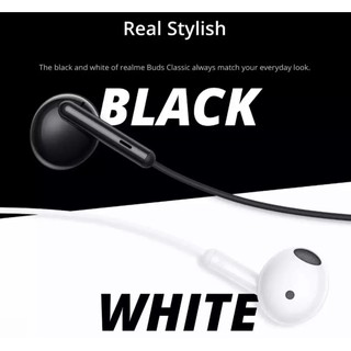 [โค้ดINC2LEZ7ลด50%] หูฟังRealme เรียวมี Realme Buds Classic ของแท้ ขาว/ดำ เสียงดี ช่องเสียบแบบ 3.5 mm Jack รับประกัน1ปี