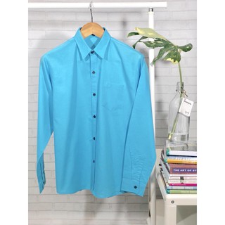 Prince New‼️เสื้อเชิ้ตแขนยาวผ้าพื้นหลากหลายสี สีฟ้าน้ำทะเล