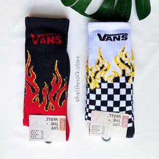 พร้อมส่ง‼️ ถุงเท้าข้อยาว ถุงเท้าแฟชั่น ถุงเท้า Vans ลายไฟ สเก็ตบอร์ด old school