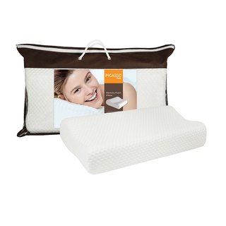 Picasso หมอนหนุนสุขภาพ เมมโมรี่โฟม รุ่น Memory Foam Smile ขนาด 50x28 ซม. สูง 10 ซม.