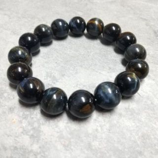 Blue tiger eye ขนาด 12มิล หินตาเสือ หินตาเสือน้ำเงิน หินนำโชค หินแท้ หินกำไร หินกำไรตะกรุด