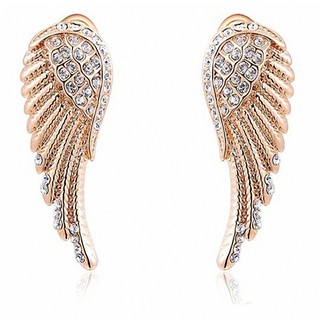 ﻿ROXI ต่างหูแบบปีกนก รุ่น   2020424350b ชุบทองคำ  Rose Gold Plated และประดับคริสตัล สวย เรียบ หรู