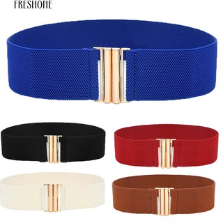 Buckle Wide Faux Leather Elastic Waistband Belt for Jeans Pants