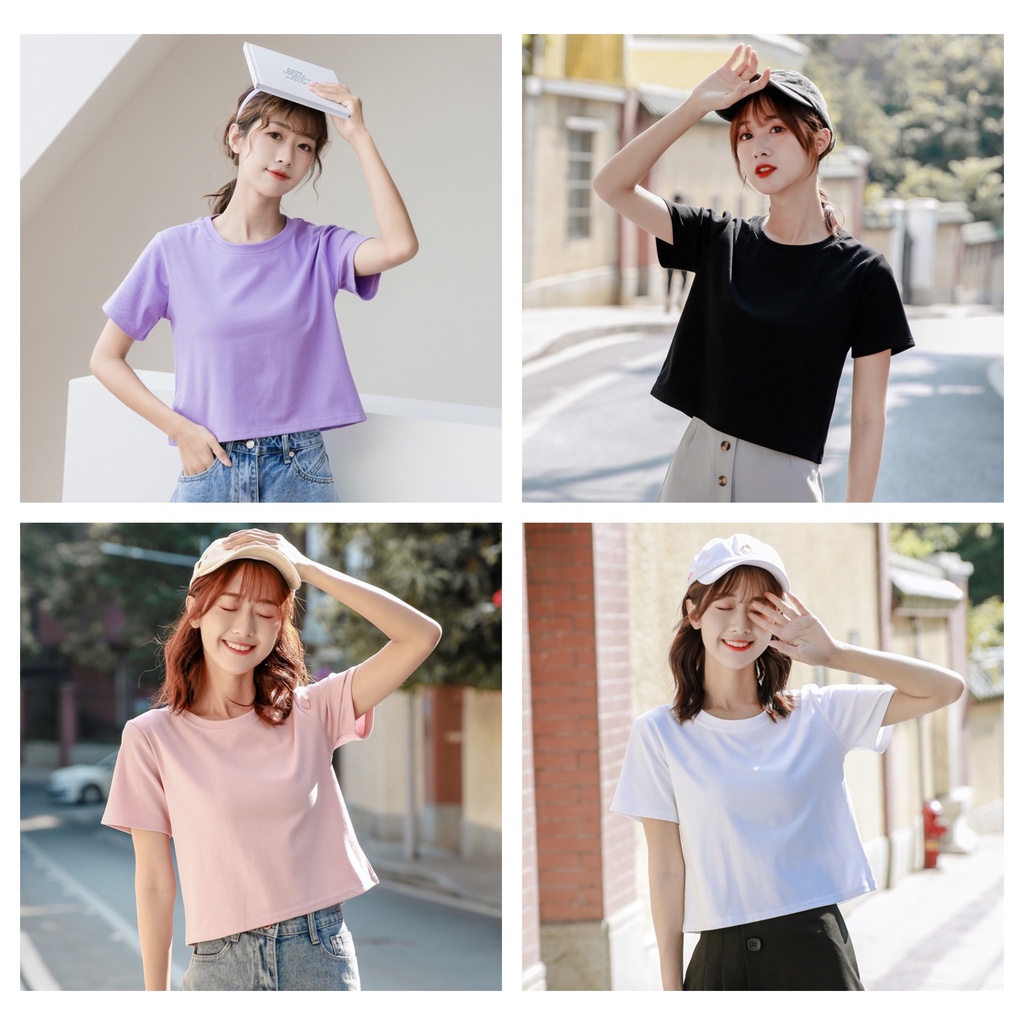 เสื้อยืดครอป เสื้อเอวลอย น่ารักสไตล์มินิมอล