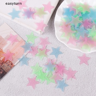 Easyturn สติกเกอร์พลาสติกเรืองแสงในที่มืด ลายดาว 3D สําหรับติดตกแต่งผนังบ้าน 100 ชิ้น