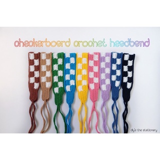 🧶 ที่คาดผมไหมพรม ลายตารางหมากรุก  checker board crochet headband ผ้าคาดผมไหมพรม ลายตาราง