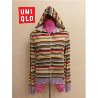 UNIQLO Brand_2nd hand รุ่น Limited Edition GREEN GATE เสื้อแจ๊คเก็ต​มีฮู้ด ผ้าฝ้าย 95% SPENDEX 5% แท้มือสองกระสอบนำเข้า