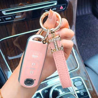 เคสรีโมทกุญแจรถยนต์ สำหรับรถ Mazd sky 2,3,cx3,cx5,cx8  TPU แบบ สีชมพู พร้อมสายคล้อง แบบ 3 ปุ่ม