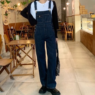 Many Jeans Overalls เอี๊ยมกางเกงยีนส์ขายาว สียีนส์เข้ม