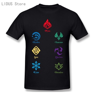 เสื้อยืดลําลอง ผ้าฝ้าย แขนสั้น คอกลม พิมพ์ลาย Genshin Impact Archon Elements แฟชั่นสําหรับผู้ชาย และคู่รัก