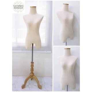 หุ่นโชว์เสื้อผ้า หุ่นขาไม้ ผ้าดิบ ไซส์ M เอว 26"
