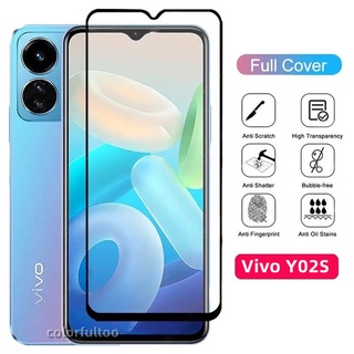 ฟิล์มกระจกนิรภัยกันรอยหน้าจอ แบบเต็มจอ สําหรับ Vivo Y02S Y02 S Y02S