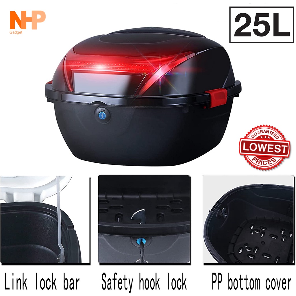 กล่องท้ายรถ 25L กล่องหลัง กล่องเก็บของ ท้ายรถมอเตอร์ไซค์​ มีแถบสะท้อนแสง อะไหล่ จักรยานไฟฟ้า C151