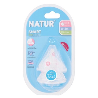 🚚💨พร้อมส่ง!! เนเจอร์ สมาร์ท จุกนมไบโอมิมิค ขนาด S 2 ชิ้น Natur Smart Size S Biomimic Wide Neck Nipple 2pcs