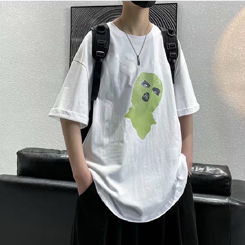 T-shirt Korean style street hip-hop trend men's short-sleeved T-shirt Personalized anime print crew neck top Oversized l