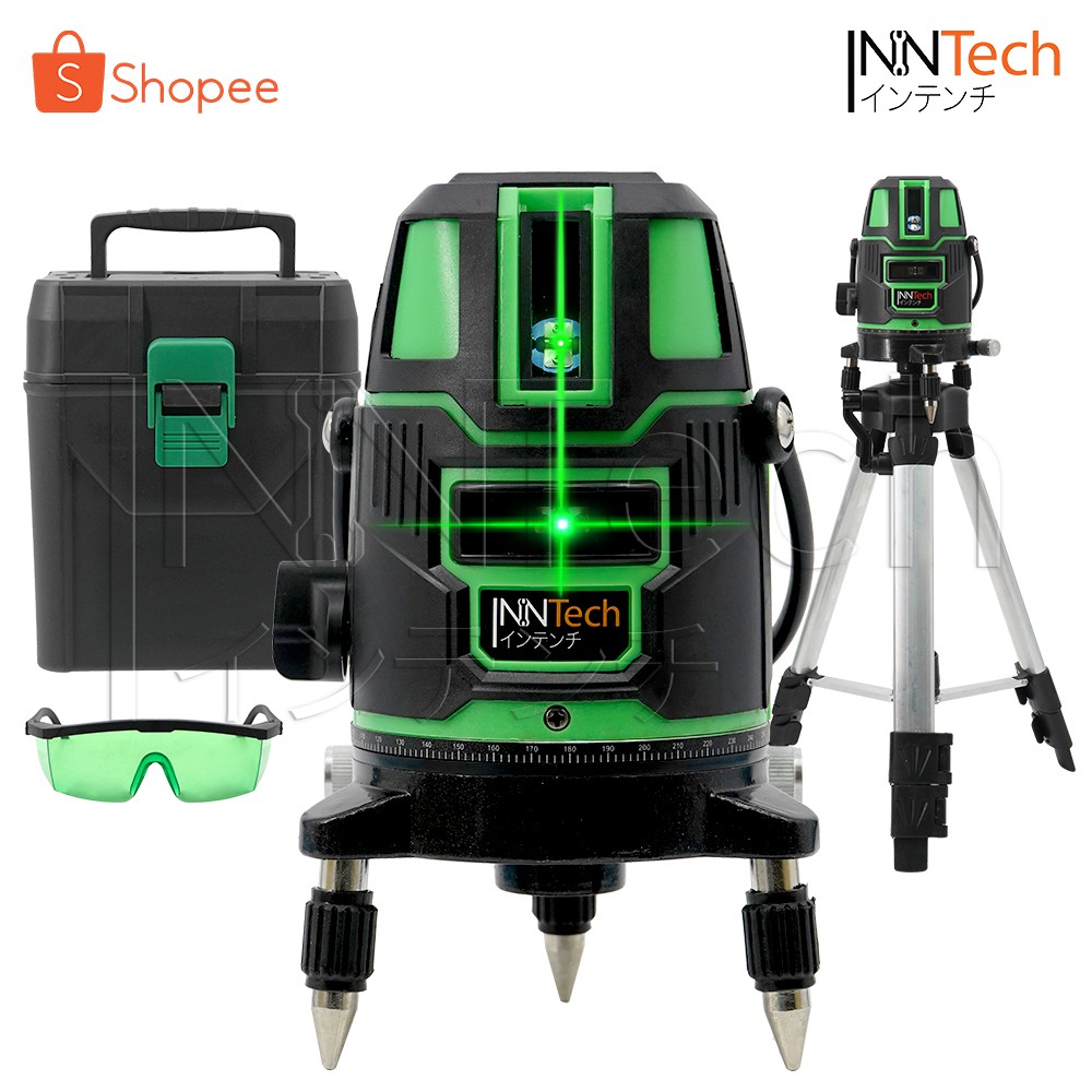 InnTech เครื่องวัดระดับเลเซอร์ ระดับน้ำเลเซอร์ 2 เส้น 360 องศา เลเซอร์สีเขียว 2 Lines Green Laser Level รุ่น INT-GL2P