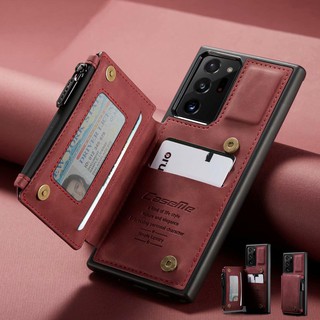 Samsung Note20 Note 20 Ultra S20 FE 4G/5G Note 10 10+ Plus 9 CaseMe Brand Luxury Zipper Wallet Leather Magnetic Card Slots Purse Back Phone Bags Case ปลอก