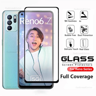 ฟิล์มกระจกนิรภัยกันรอยหน้าจอแบบเต็มจอสําหรับ Oppo Reno6Z 6Z 5 5F 4 4F 4Z 3 2 2F 2Z Ace 4G 5G Reno6Z Reno6Z 5G Reno5 Reno5F Reno4 Reno2