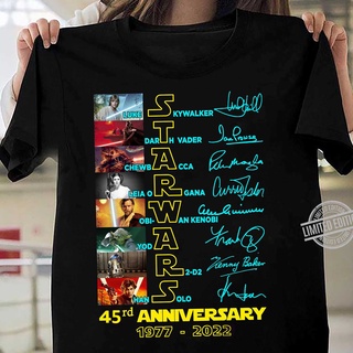 เสื้อยืดสีขาวเสื้อยืดคอกลม พิมพ์ลาย Star Wars Luke Skywalker Darth Vader ครบรอบ 45 ปี 1977-2022S-4XL