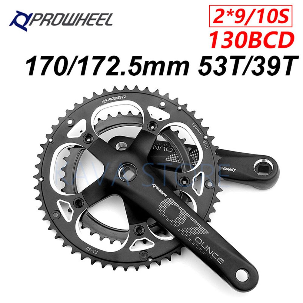 Prowheel เฟืองข้อเหวี่ยงจักรยาน 130BCD ทรงสี่เหลี่ยม 170 172.5 มม. OUNCE 53 39T 2*9 10S สําหรับรถแข่ง