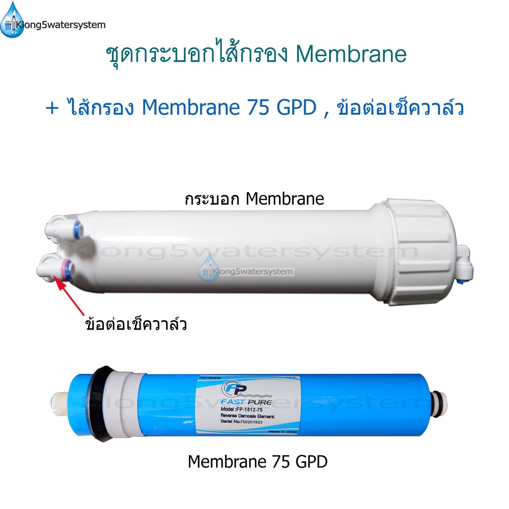 แพ็คคู่.1 กระบอก Membrane+ไส้กรอง Membrane 75 GPD