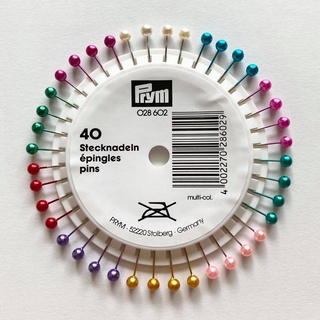 Prym Pearl-headed pins 0.58 x 40 mm multi-colour assorted, 40 items / เข็มหัวมุก แบรนด์ Prym จากประเทศเยอรมนี (G028602)