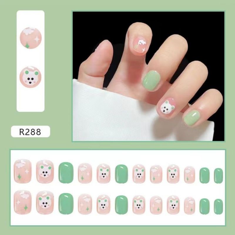 เล็บปลอม 【R288】สไตล์โมเดิร์น ใช้งานง่าย 24 ชิ้น พร้อมส่ง