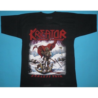 เสื้อยืดวินเทจเสื้อยืด ผ้าฝ้าย พิมพ์ลาย Kreator Endless Pain clic Heavy Metal สําหรับผู้ชาย 821074S-4XL