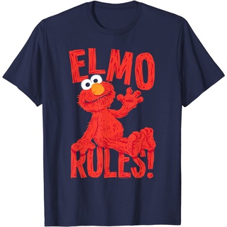 แขนสั้นcrew neckเสื้อยืด พิมพ์ลาย Sesame Street Elmo Rules สําหรับผู้ใหญ่S-XXXXL