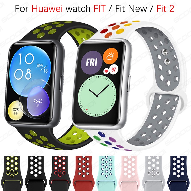สายนาฬิกาข้อมือซิลิโคน แบบนิ่ม สีสันสดใส สําหรับ Huawei Watch Fit / Fit New/Fit 2 Smart Watch