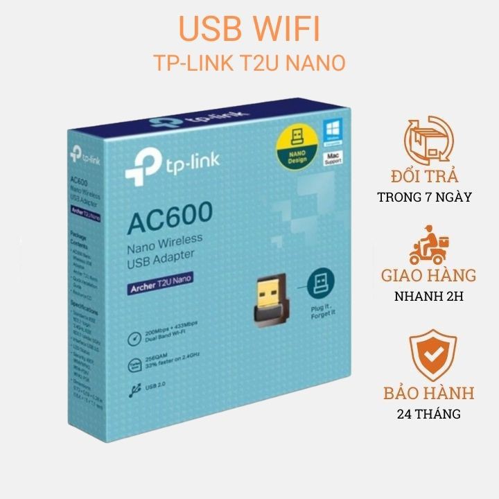 Usb wifi TP Link T2U Nano dual band AC600 Archer ตัวรับสัญญาณ wifi ไร้สายสําหรับแล็ปท็อปพีซี-ZTech