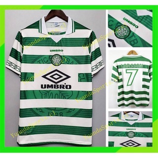 เสื้อกีฬาแขนสั้น ลายทีมชาติฟุตบอล Celtic 1998/1999 98/99 LARSSON 7 ชุดเหย้า สไตล์เรโทร