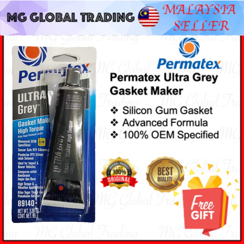 Permatex Ultra Grey เครื่องทําปะเก็นแรงบิดสูงสุด / ปะเก็นหมากฝรั่ง (99G) 1 ชิ้น