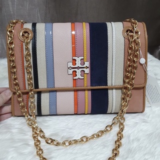 🎀 (สด-ผ่อน) กระเป๋าสะพาย 64017 Tory Burch WEB SHOULDER BAG BALLOON STRIPE