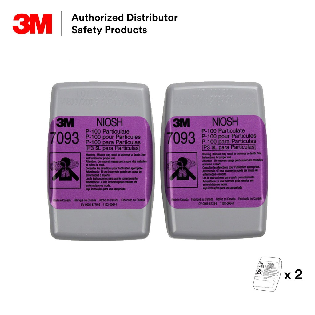 3 M 7093 P100 Filter / Fit with 3 M 6000/6500/6800/7000 Series Respirator [1 คู่]