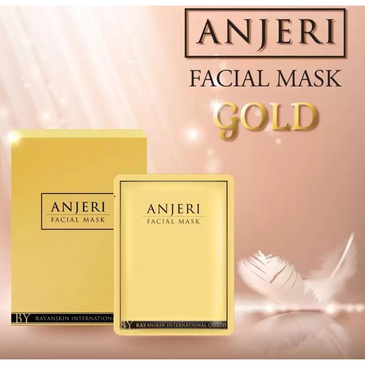 ^^ลดจัดหนัก^^ **ของแท้เท่านั้น** Anjeri Facial Mask Gold มาส์กสำหรับใบหน้า สูตรสีทอง ทองคำบริสุทธิ์ ช่วยให้ผิวกระจ่างใส