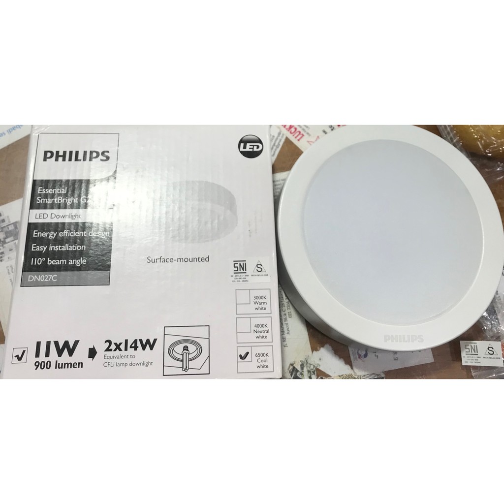 Downlight Philips แผงไฟ Led 11w Type DN027C (ดีที่สุด) (ใช้ติดเพดาน ภายนอก หรือใช้ขายึด)