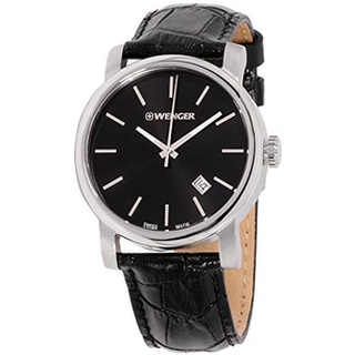 Wenger Urban Classic Vintage Black Dial Leather Strap Mens Watch 011041139CB (สินค้าใหม่ แท้ จากยุโรป)