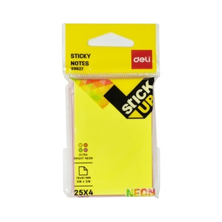 Deli Sticky Notes กระดาษโน๊ตกาวในตัว 3x2 นิ้ว 100 แผ่น (คละ 4 สี) No.39827