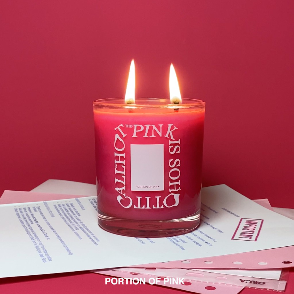 Hot Pink candle by Portion of Pink - เทียนหอมไขถั่วเหลือง organic soywax สีชมพู ขนาด 9 oz