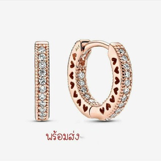 Pandora rose earrings ต่างหูห่วงเพชรโรส