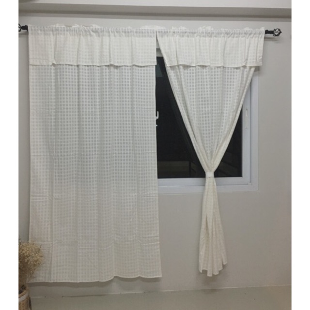 แนะนำ ผ้าม่าน ผ้าม่านประตูผ้าฝ้าย มินิมอล สี ขนาด110x200cm มีเชิงคอ ผ้าตารางลายดั้งเดิมสีขาว ผ้าม่านวินเทจ ราคาพิเศษ มีเก็บเงินปลายทาง