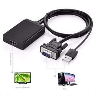 สายแปลงสัญญาณจาก VGA ไป HDMI +Audio สำหรับ Notebook PC รุ่นเก่าที่แปลงอนาล็อก VGA เชื่อมต่อทีวี HDMI