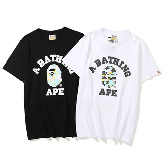 Bape เสื้อยืดแขนสั้น ผ้าฝ้าย พิมพ์ลาย แฟชั่นสําหรับผู้ชาย และผู้หญิง