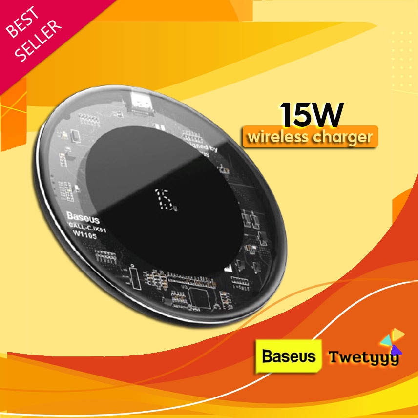 พร้อมส่ง⭐️ถูก/แท้⭐️Baseus ที่ชาร์จไร้สาย 15W Quick Wireless Charger 12V/2A 9V/2A 5V/2A Qi แท่นชาร์จไ