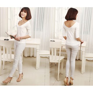 Mirror Dress เสื้อยืด Deep V-Neck Five Point