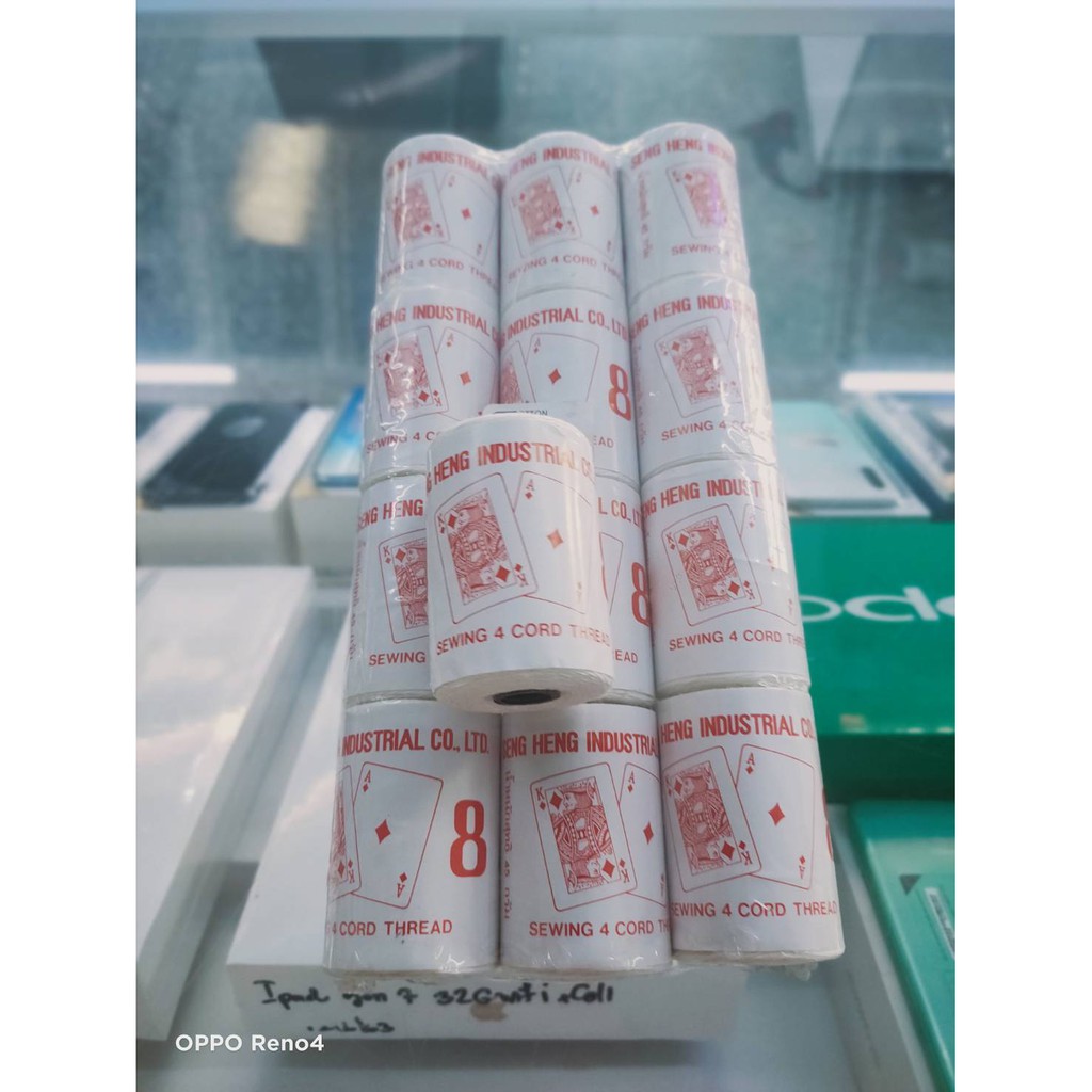 ✨ด้ายเย็บผ้า ตราไพ่ป๊อก สีขาว เบอร์8  คุณภาพดี ✨
